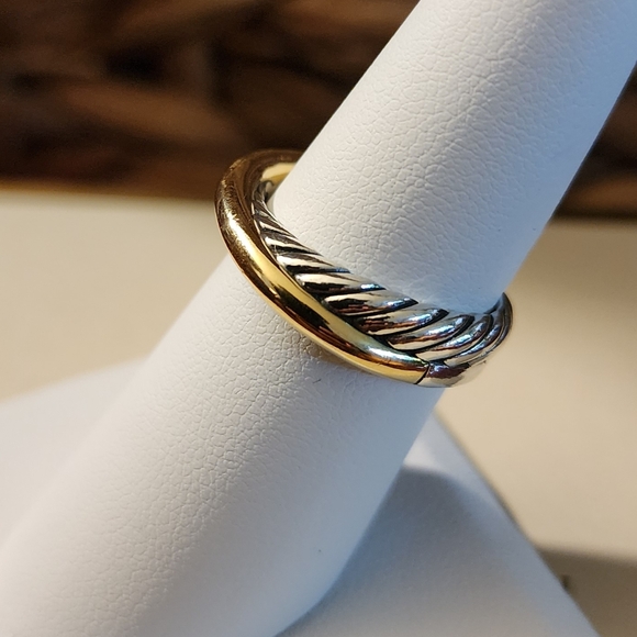 David Yurman Crossover Sterling Silver & Gold Band Ring Size 7 - Picture 3 of 7